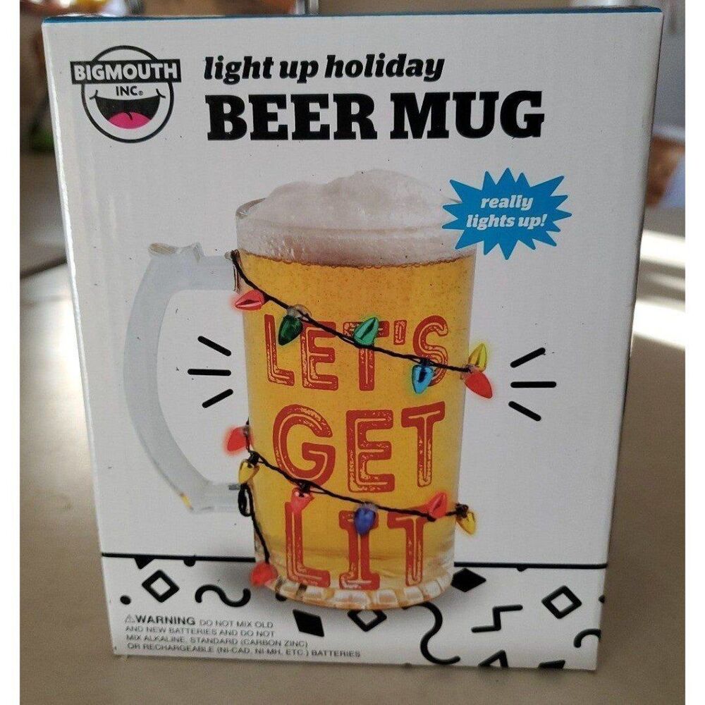 Big Mouth Light Up Beer Mug Lets Get Lit brand new